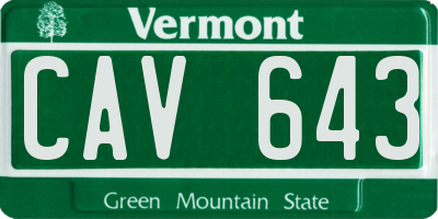 VT license plate CAV643