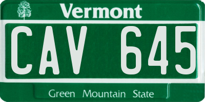 VT license plate CAV645