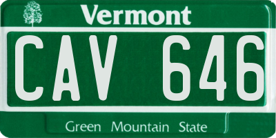 VT license plate CAV646