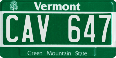 VT license plate CAV647