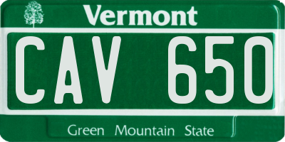 VT license plate CAV650