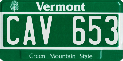 VT license plate CAV653