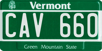 VT license plate CAV660