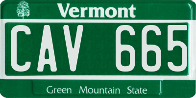 VT license plate CAV665