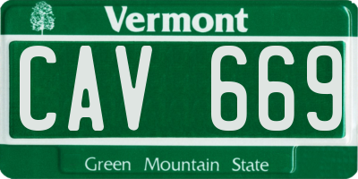 VT license plate CAV669