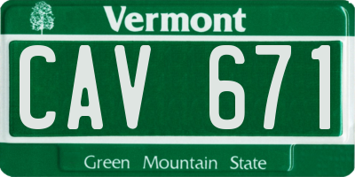 VT license plate CAV671