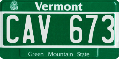 VT license plate CAV673