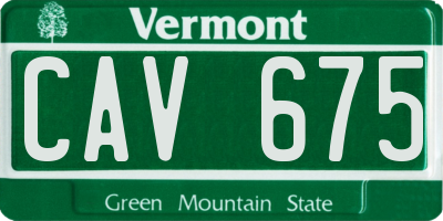 VT license plate CAV675