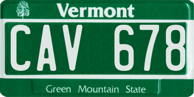 VT license plate CAV678
