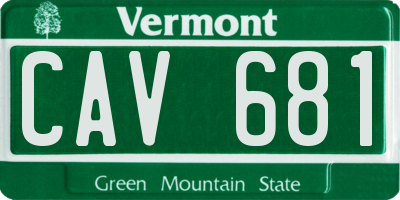 VT license plate CAV681