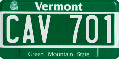 VT license plate CAV701