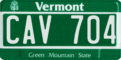 VT license plate CAV704