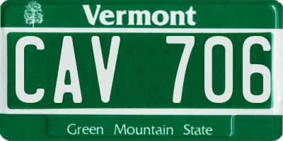 VT license plate CAV706