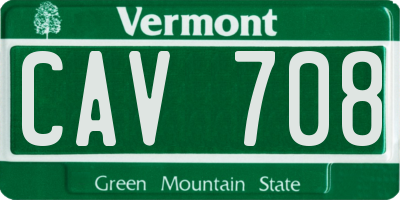 VT license plate CAV708