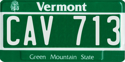VT license plate CAV713