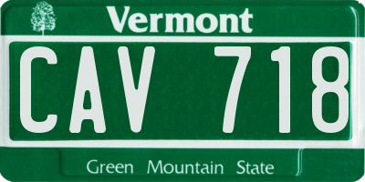 VT license plate CAV718