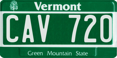 VT license plate CAV720