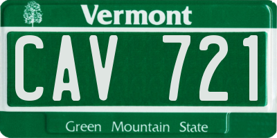 VT license plate CAV721