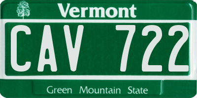 VT license plate CAV722