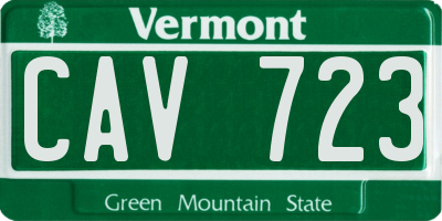 VT license plate CAV723