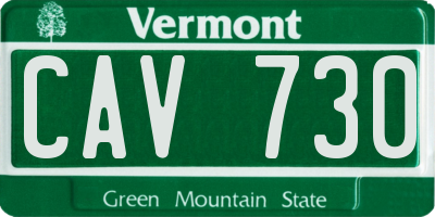 VT license plate CAV730
