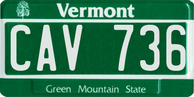 VT license plate CAV736