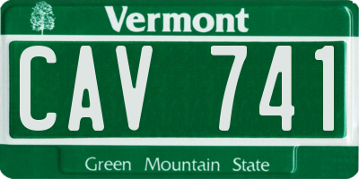 VT license plate CAV741