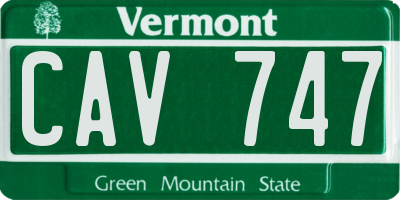 VT license plate CAV747