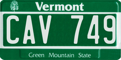 VT license plate CAV749