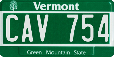 VT license plate CAV754