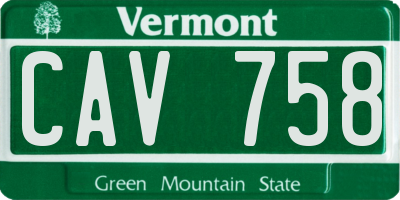 VT license plate CAV758