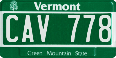 VT license plate CAV778