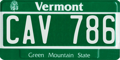 VT license plate CAV786