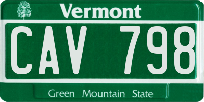 VT license plate CAV798