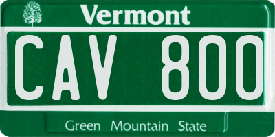 VT license plate CAV800