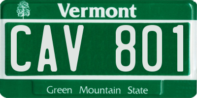 VT license plate CAV801