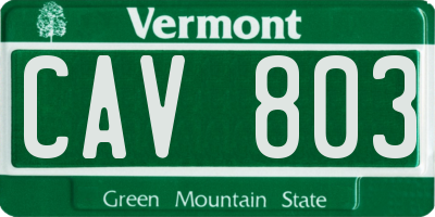 VT license plate CAV803