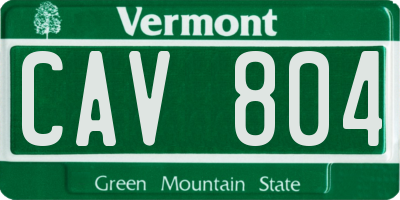 VT license plate CAV804