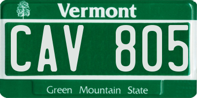 VT license plate CAV805