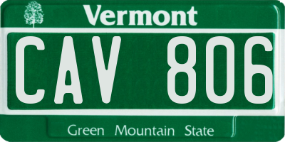 VT license plate CAV806