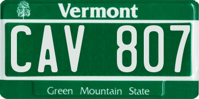 VT license plate CAV807