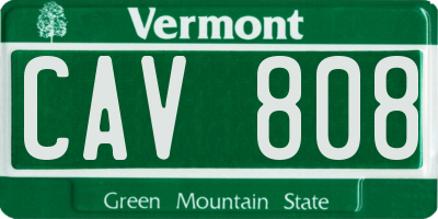 VT license plate CAV808