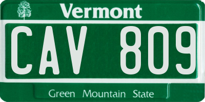 VT license plate CAV809