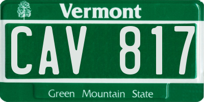 VT license plate CAV817