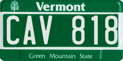 VT license plate CAV818