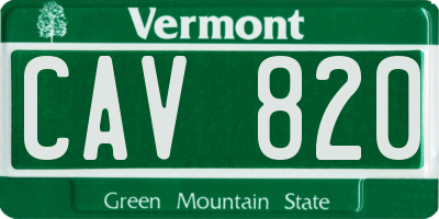 VT license plate CAV820