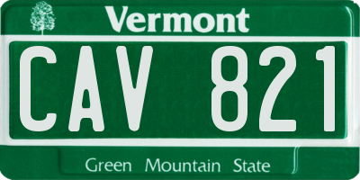 VT license plate CAV821