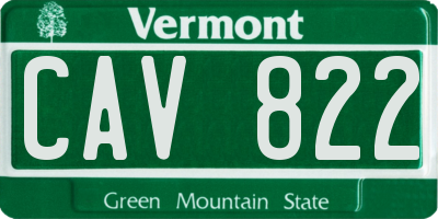 VT license plate CAV822