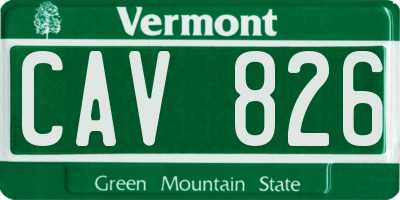 VT license plate CAV826