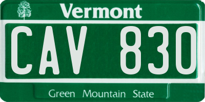 VT license plate CAV830